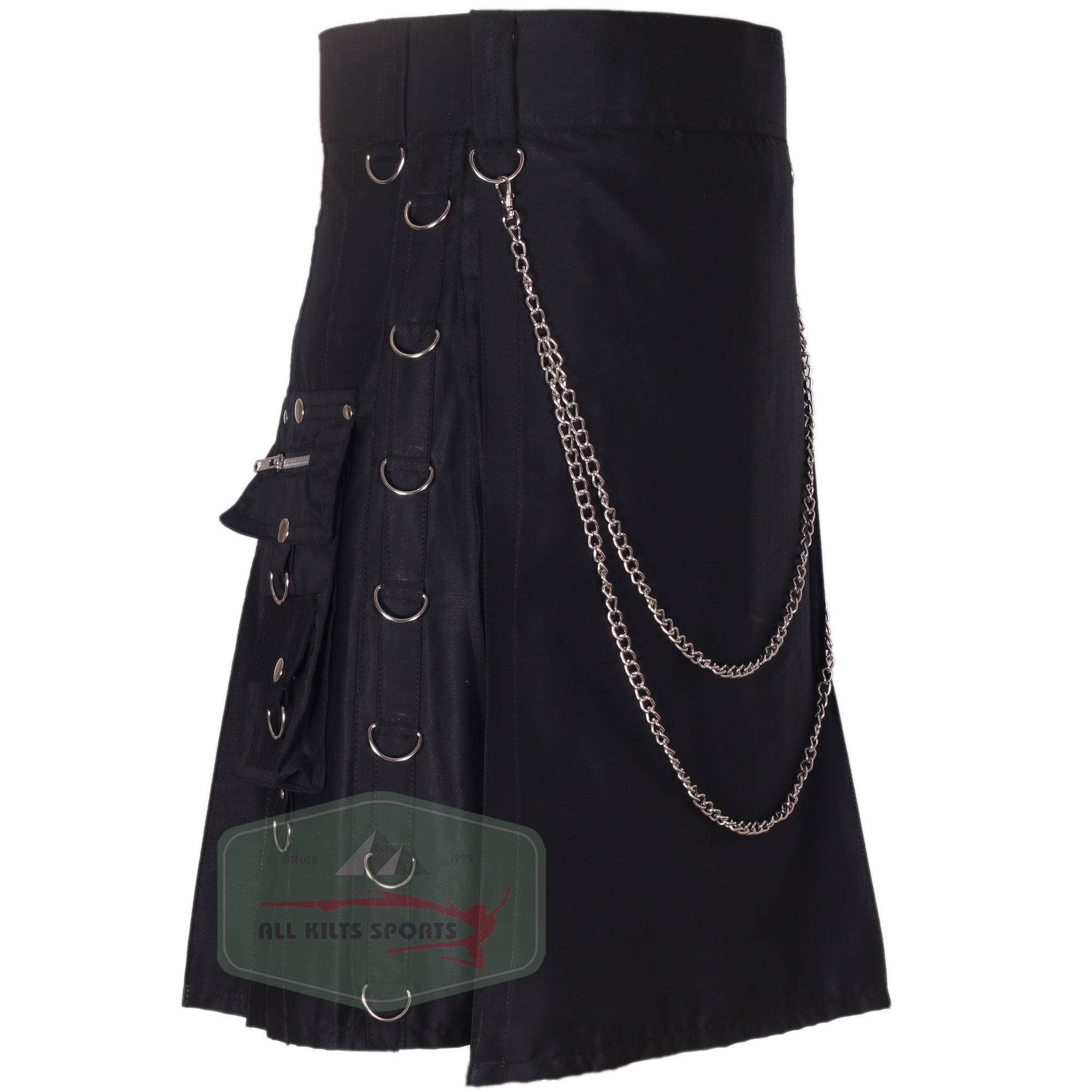 Black Hybrid Wedding Kilt – Cotton and Leather Combination