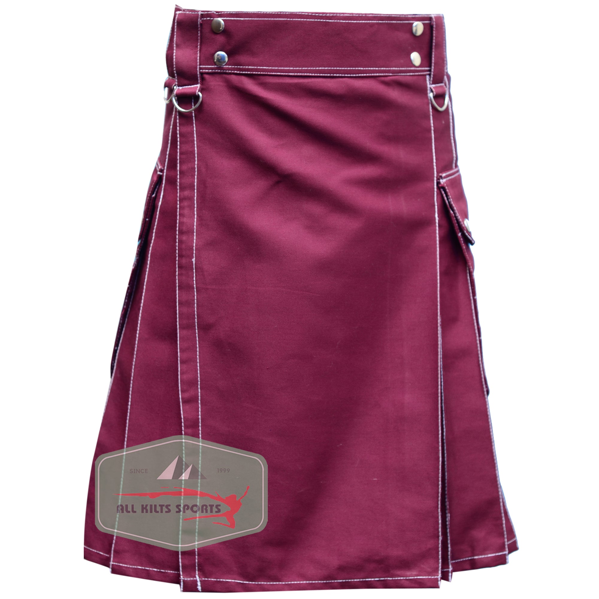 Fashionable Maroon Utility Kilt for Everyday Wear