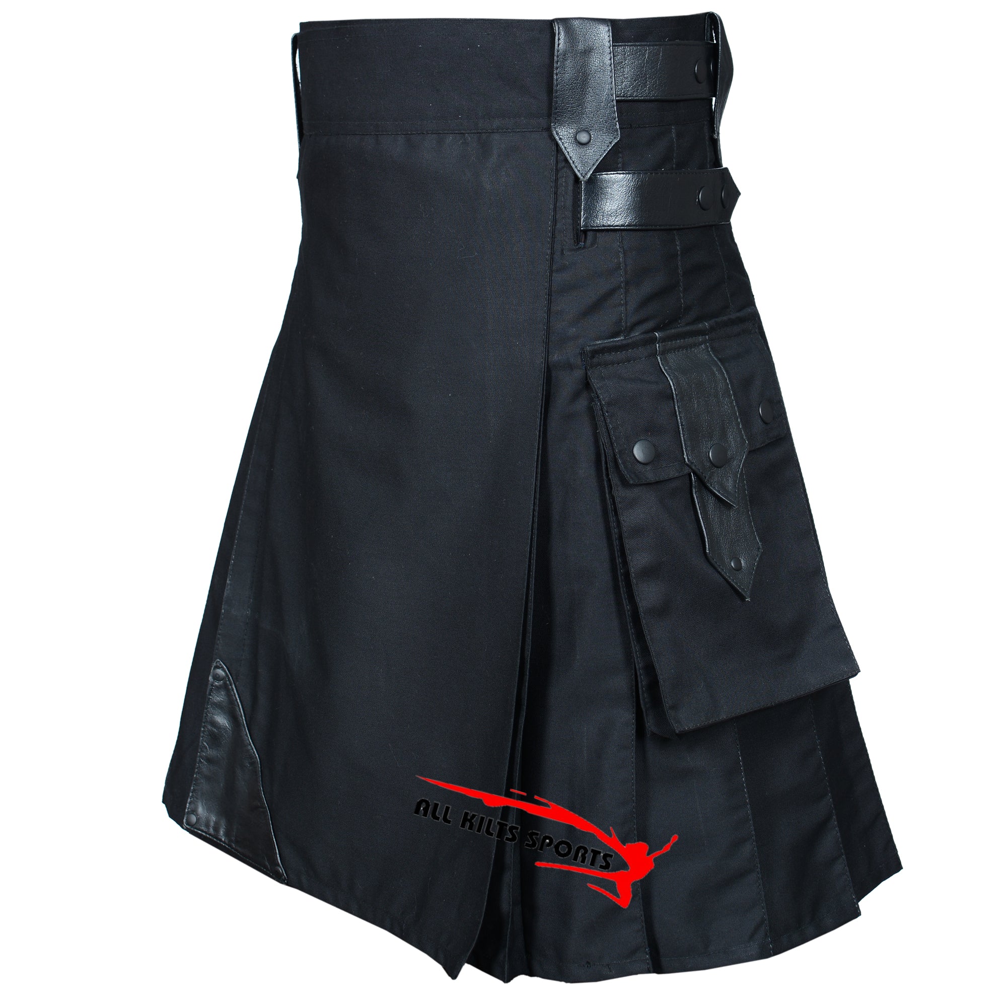 Black Leather Utility Kilt – Perfect Blend of Style, Function, and Comfort