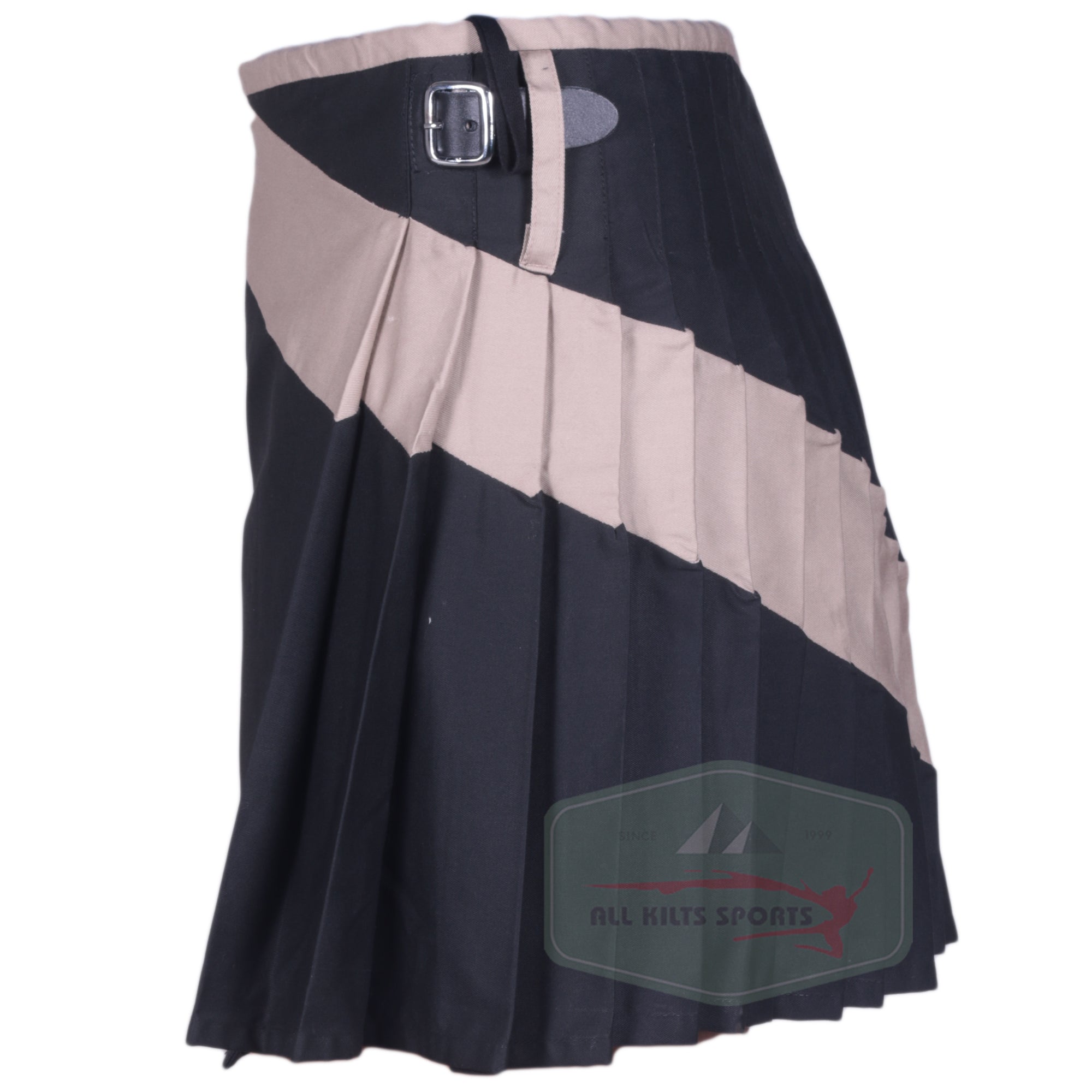 Black and Khaki Hybrid Kilt for Women – Two-Tone Design, Custom Made