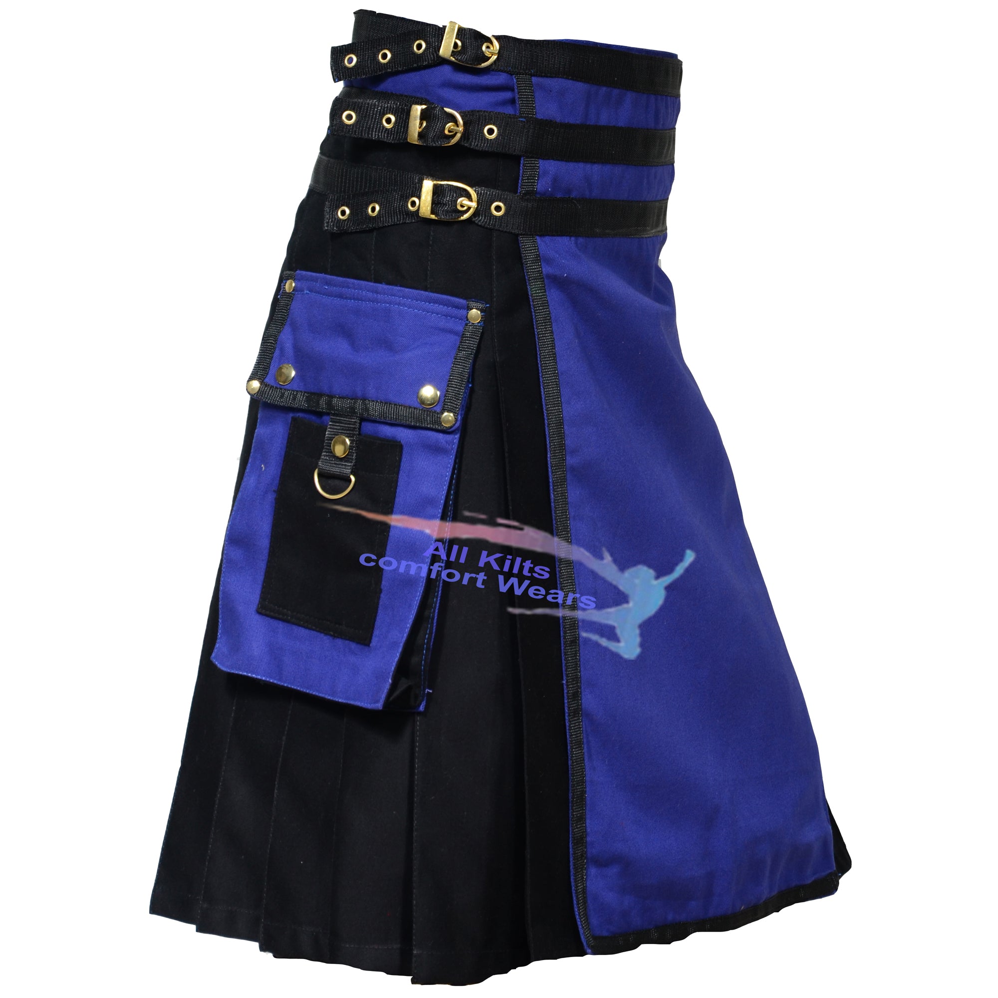 Stylish Black & Blue Two Tone Kilt – Perfect for Any Occasion