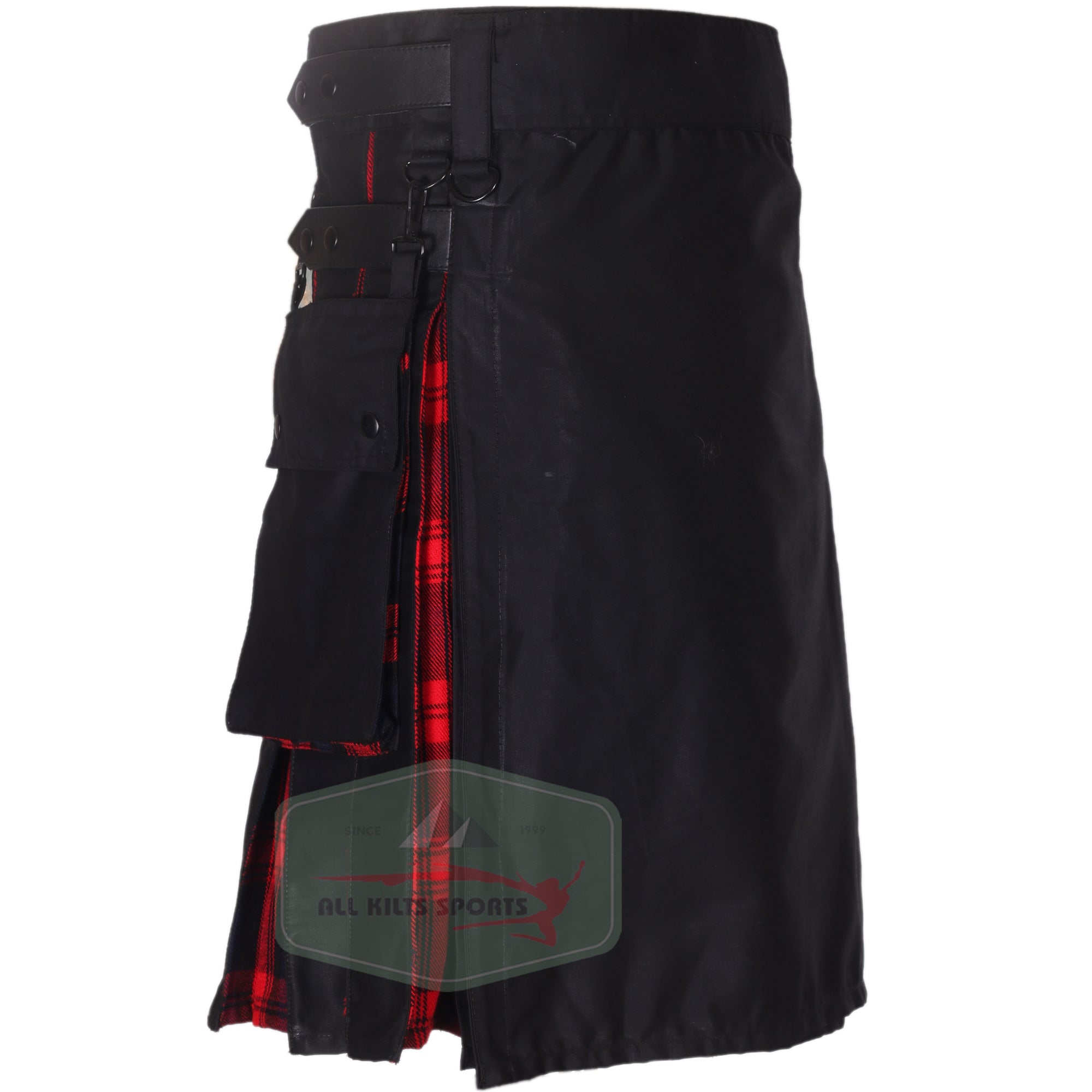 Black and MacLachlan Stylish Hybrid Kilt with Detachable Pockets