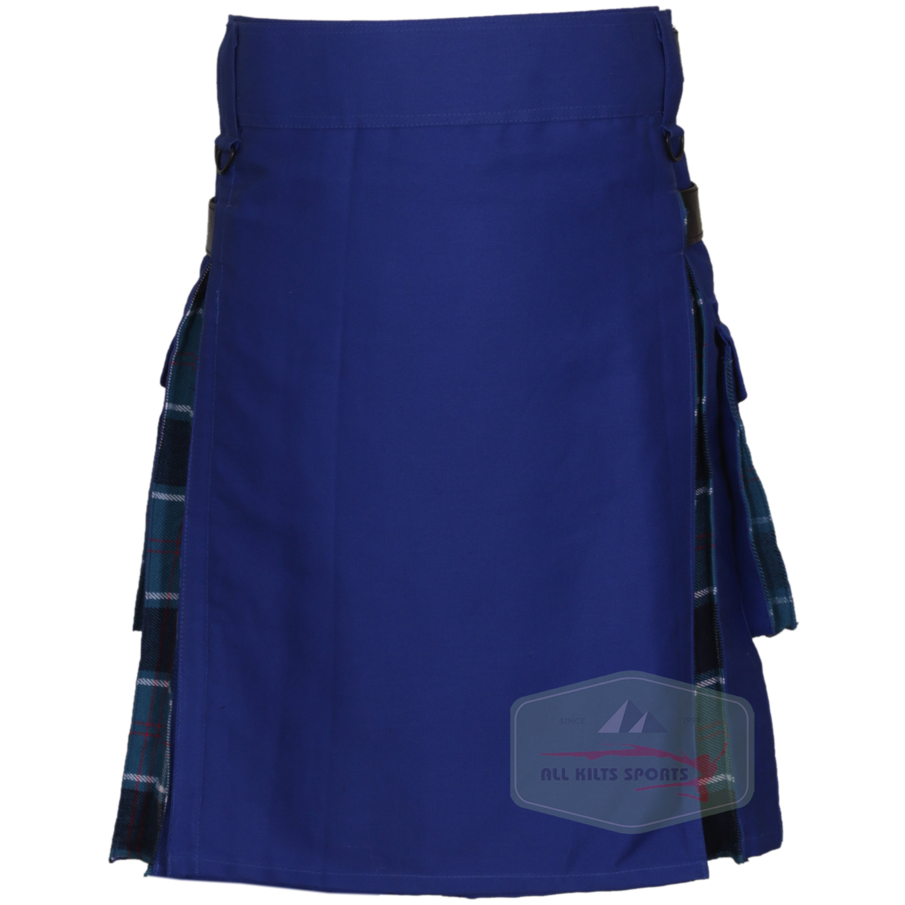 Blue & US Navy Tartan Fashionable Two-Tone Hybrid Kilt